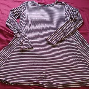 Old Navy Maroon and White Striped Top